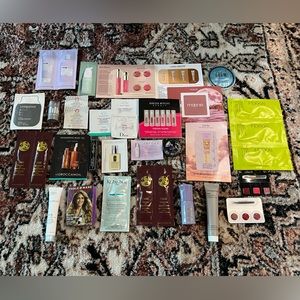 Bag of samples. Mix of haircare, skincare and makeup.